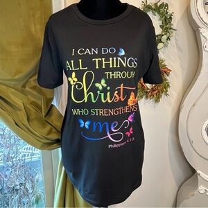 I Can Do All Things Through Christ Philippians 4:13 T-Shirt Black, Med